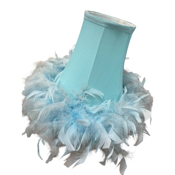 VTG Style Green Feather Boudoir Boho retro 70's Pedestal lamp SKU 9551 - Picture 9 of 11